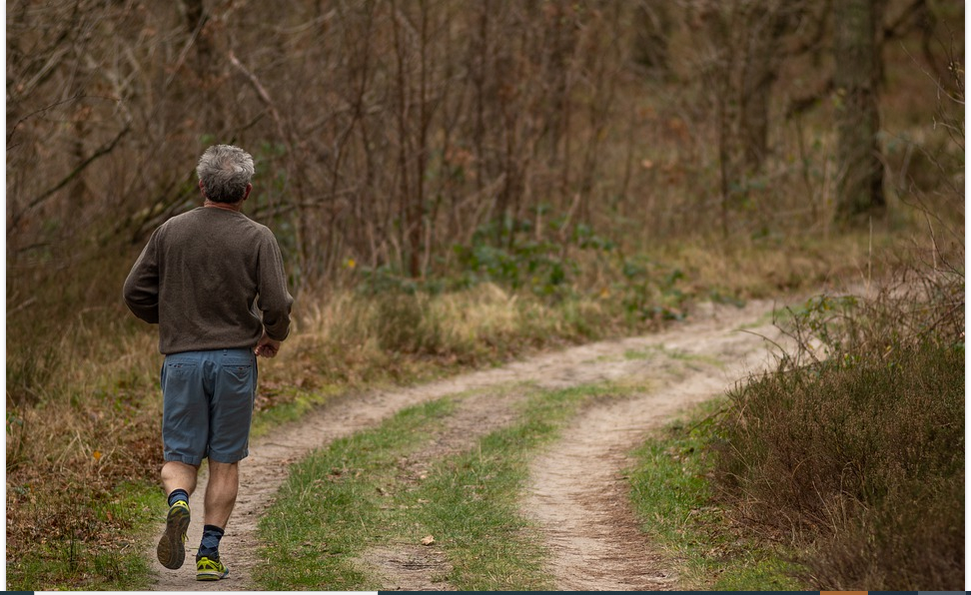 a senior jogging